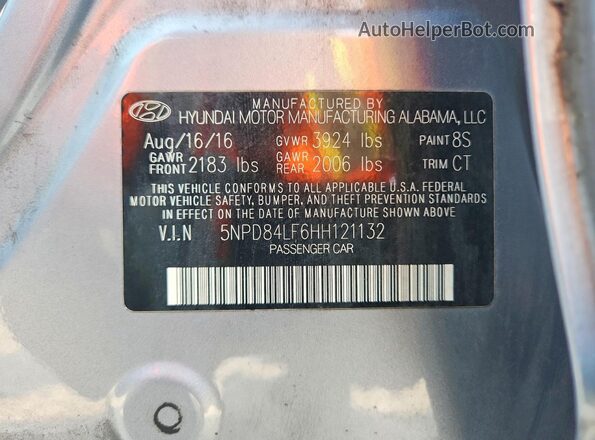 5NPD84LF6HH121132 2017 HYUNDAI ELANTRA Silver Շարժիչի բաժամունքի տեսք