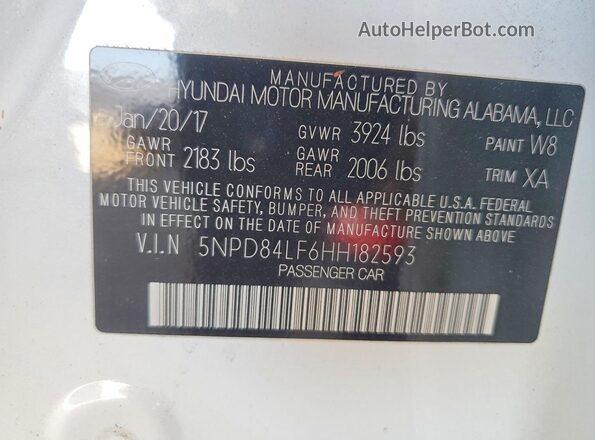 5NPD84LF6HH182593 2017 HYUNDAI ELANTRA Белый Вид подкапотного пространства