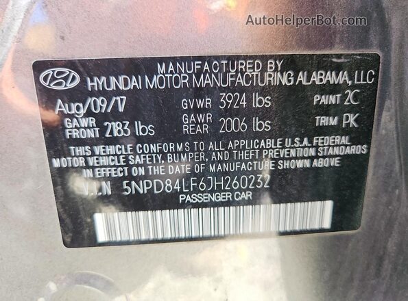 5NPD84LF6JH260232 2018 HYUNDAI ELANTRA Gray Widok komory silnika