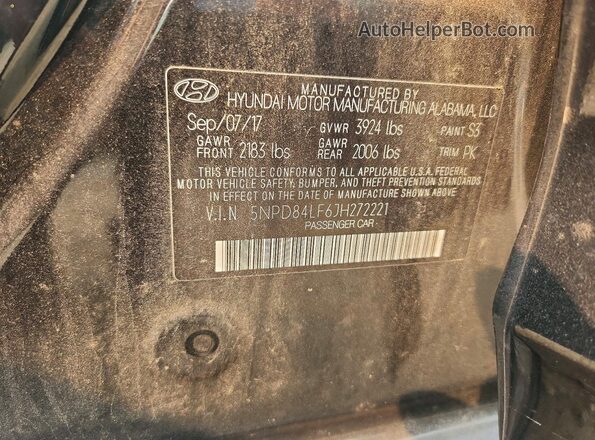 5NPD84LF6JH272221 2018 HYUNDAI ELANTRA Black Շարժիչի բաժամունքի տեսք