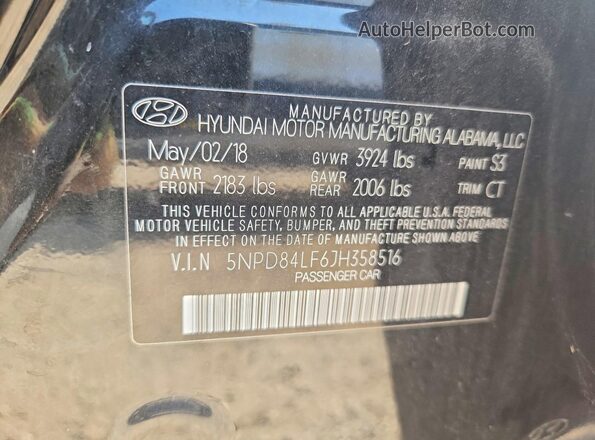 5NPD84LF6JH358516 2018 HYUNDAI ELANTRA Black 