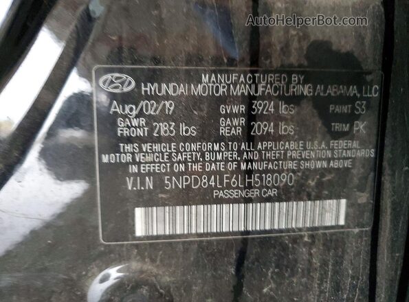 5NPD84LF6LH518090 2020 HYUNDAI ELANTRA Black Engine compartment view