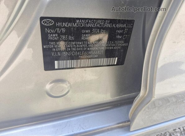 5NPD84LF6LH566821 2020 HYUNDAI ELANTRA Silver Front view