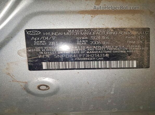 5NPD84LF7JH214134 2018 HYUNDAI ELANTRA Серебряный Вид подкапотного пространства