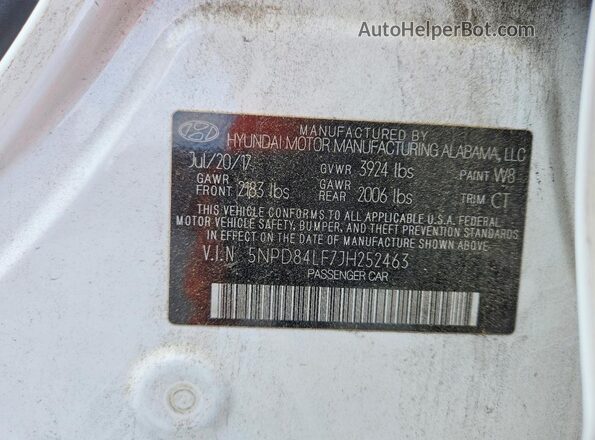5NPD84LF7JH252463 2018 HYUNDAI ELANTRA White Vista del compartimento del motor