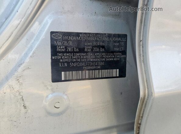 5NPD84LF7JH341384 2018 HYUNDAI ELANTRA Серебряный Вид подкапотного пространства