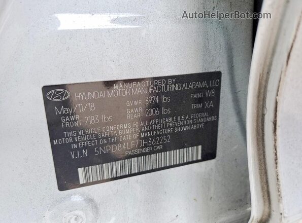 5NPD84LF7JH362252 2018 HYUNDAI ELANTRA White Vista del compartimento del motor