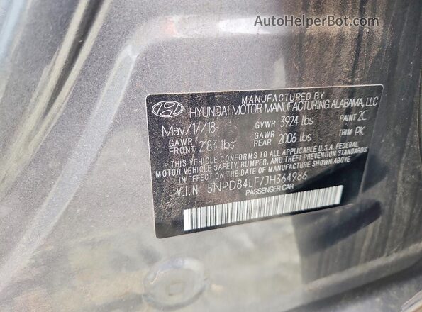 5NPD84LF7JH364986 2018 HYUNDAI ELANTRA Gray Widok komory silnika
