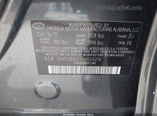 5NPD84LF7LH555214 2020 HYUNDAI ELANTRA Серый Вид подкапотного пространства
