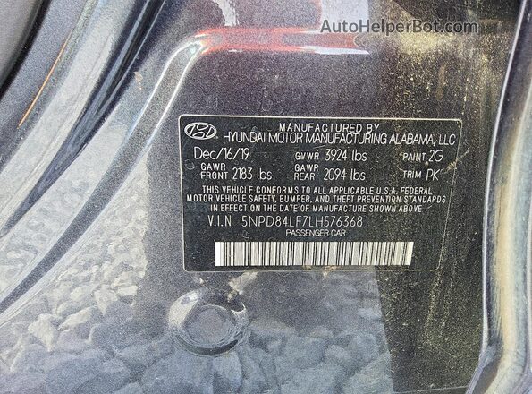 5NPD84LF7LH576368 2020 HYUNDAI ELANTRA Серый Вид подкапотного пространства