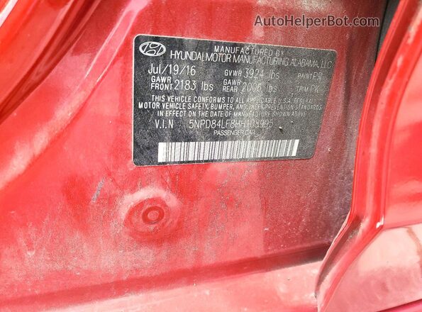 5NPD84LF8HH108995 2017 HYUNDAI ELANTRA Red Widok komory silnika