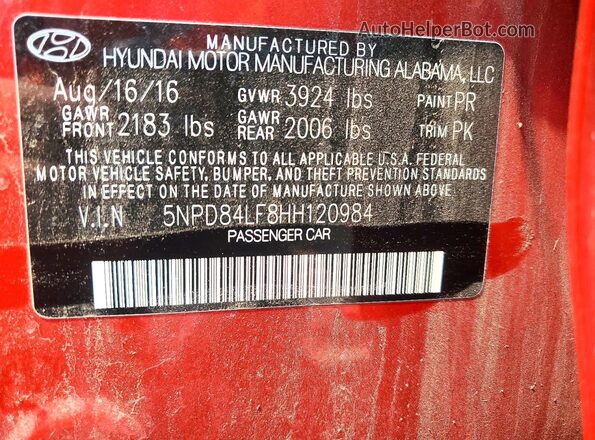 5NPD84LF8HH120984 2017 HYUNDAI ELANTRA Maroon Engine compartment view