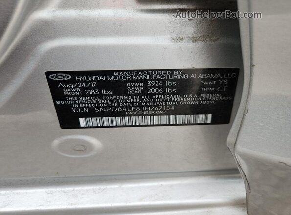 5NPD84LF8JH267134 2018 HYUNDAI ELANTRA Silver Widok komory silnika