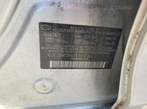 5NPD84LF8JH267263 2018 HYUNDAI ELANTRA Silver Vista de la etiqueta del VIN