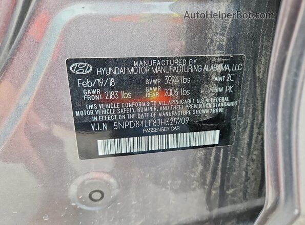 5NPD84LF8JH325209 2018 HYUNDAI ELANTRA Silver Вид підкапотного простору