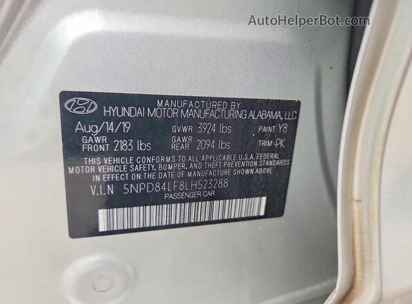 5NPD84LF8LH523288 2020 HYUNDAI ELANTRA Silver Շարժիչի բաժամունքի տեսք