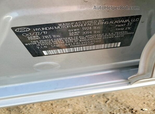 5NPD84LF8LH558560 2020 HYUNDAI ELANTRA Silver Engine compartment view