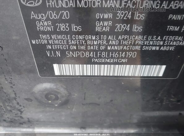 5NPD84LF8LH614190 2020 HYUNDAI ELANTRA Gray Vista del compartimento del motor