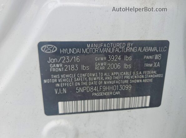 5NPD84LF9HH013099 2017 HYUNDAI ELANTRA White Vista del compartimento del motor