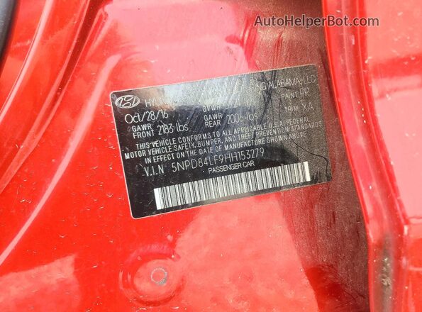 5NPD84LF9HH153279 2017 HYUNDAI ELANTRA Burgundy Engine compartment view