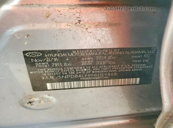 5NPD84LF9HH159468 2017 HYUNDAI ELANTRA Gray Vista del compartimento del motor