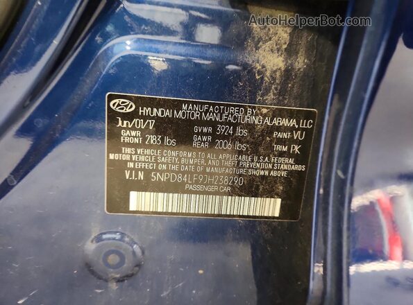 5NPD84LF9JH238290 2018 HYUNDAI ELANTRA Blue Вид підкапотного простору