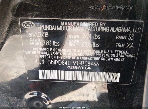 5NPD84LF9JH308466 2018 HYUNDAI ELANTRA Black Engine compartment view