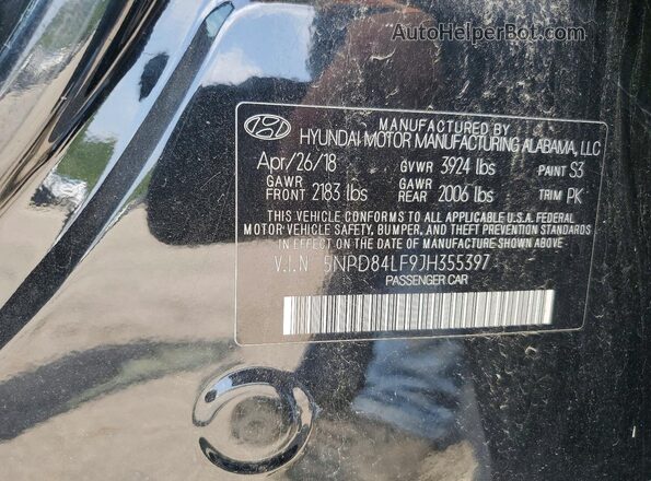 5NPD84LF9JH355397 2018 HYUNDAI ELANTRA Черный Вид подкапотного пространства