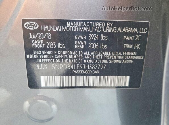 5NPD84LF9JH387797 2018 HYUNDAI ELANTRA Серебряный Вид подкапотного пространства