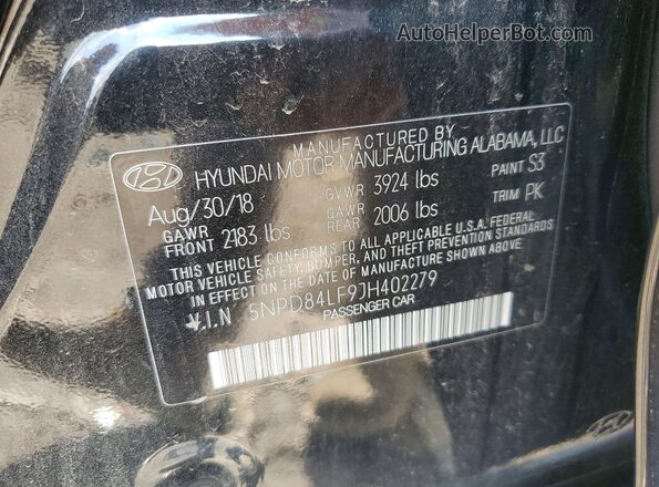 5NPD84LF9JH402279 2018 HYUNDAI ELANTRA Black Vista del compartimento del motor