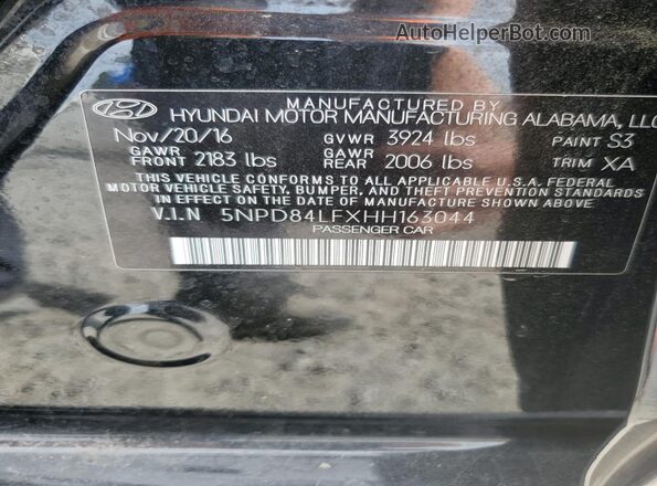 5NPD84LFXHH163044 2017 HYUNDAI ELANTRA Черный Вид подкапотного пространства