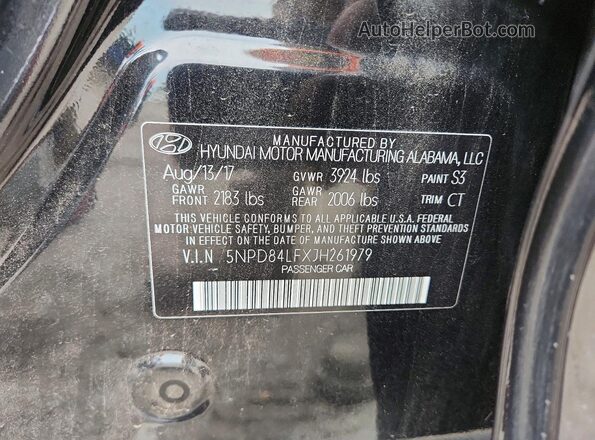 5NPD84LFXJH261979 2018 HYUNDAI ELANTRA Black Widok komory silnika