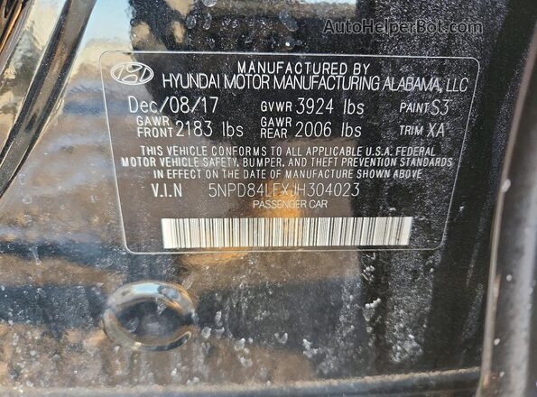 5NPD84LFXJH304023 2018 HYUNDAI ELANTRA Black Vista del compartimento del motor