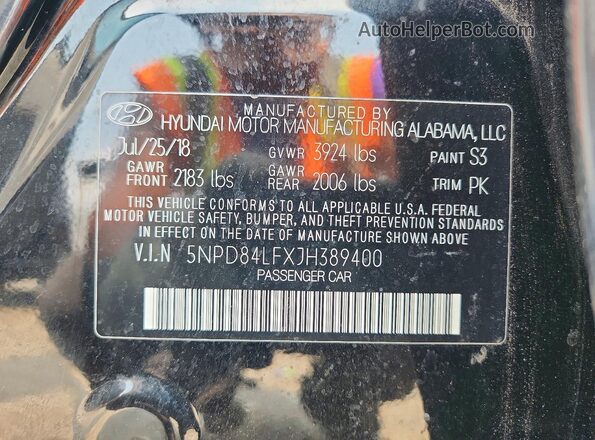 5NPD84LFXJH389400 2018 HYUNDAI ELANTRA Черный Вид подкапотного пространства