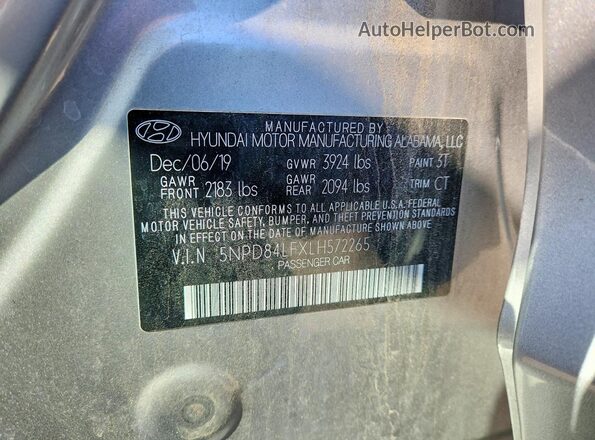 5NPD84LFXLH572265 2020 HYUNDAI ELANTRA Серебряный Вид подкапотного пространства