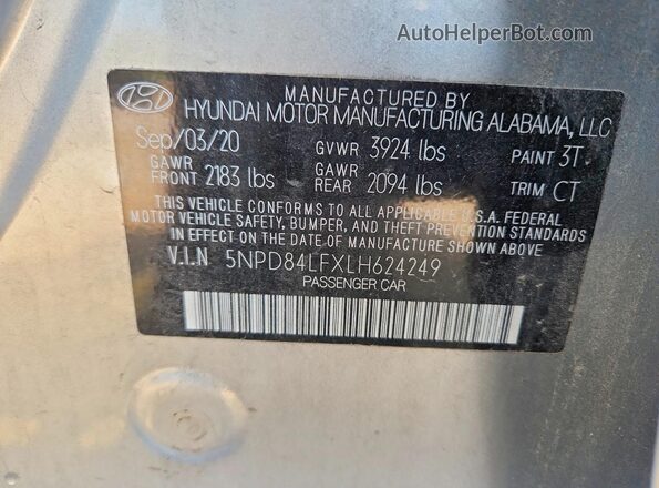 5NPD84LFXLH624249 2020 HYUNDAI ELANTRA Silver Շարժիչի բաժամունքի տեսք