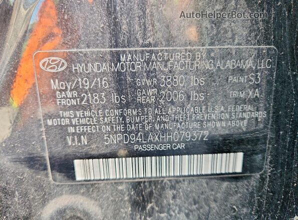 5NPD94LAXHH079372 2017 HYUNDAI ELANTRA Black Вид підкапотного простору
