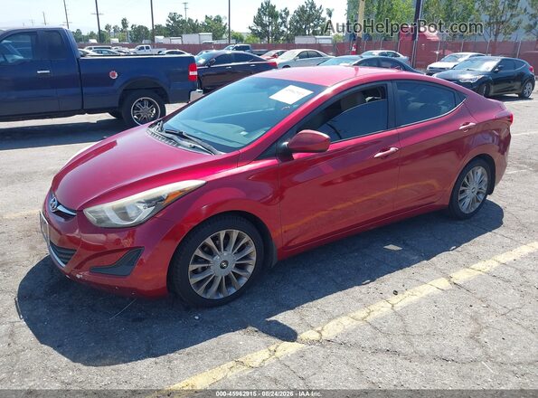 5NPDH4AE0GH774256 2016 HYUNDAI ELANTRA Red წინა მარცხენა ხედი სამი მეოთხედიდან
