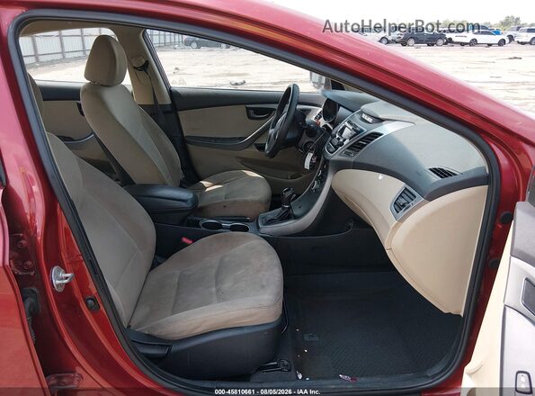 5NPDH4AE1GH780969 2016 HYUNDAI ELANTRA Red წინა სალონის ხედი