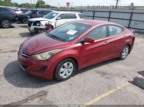 5NPDH4AE1GH780969 2016 HYUNDAI ELANTRA Red წინა მარცხენა ხედი სამი მეოთხედიდან