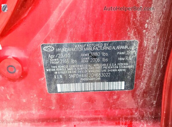 5NPDH4AE2GH683022 2016 HYUNDAI ELANTRA Burgundy Вид підкапотного простору