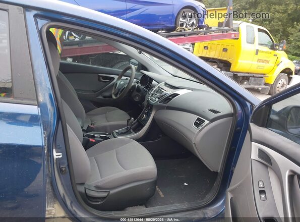 5NPDH4AE3GH685507 2016 HYUNDAI ELANTRA Blue წინა სალონის ხედი
