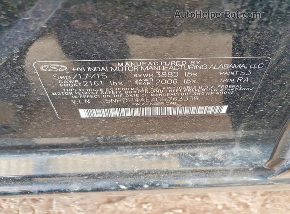5NPDH4AE4GH763339 2016 HYUNDAI ELANTRA Black Widok komory silnika
