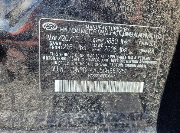 5NPDH4AE5GH663251 2016 HYUNDAI ELANTRA Black Vista del compartimento del motor
