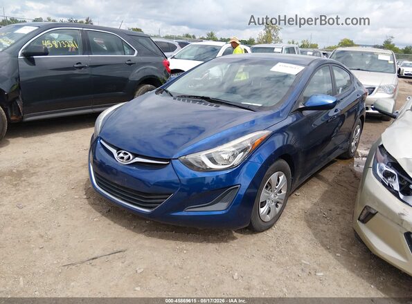 5NPDH4AE5GH715557 2016 HYUNDAI ELANTRA Blue წინა მარცხენა ხედი სამი მეოთხედიდან