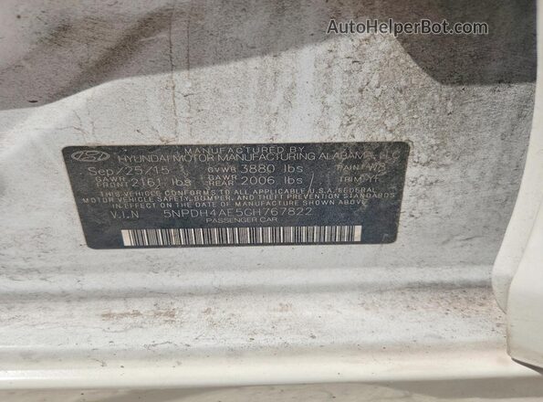 5NPDH4AE5GH767822 2016 HYUNDAI ELANTRA Белый Вид подкапотного пространства