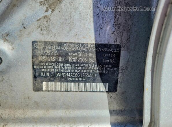 5NPDH4AE6GH735350 2016 HYUNDAI ELANTRA Серебряный 