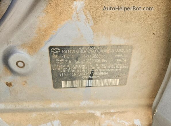 5NPDH4AE8GH659694 2016 HYUNDAI ELANTRA Silver Вид підкапотного простору