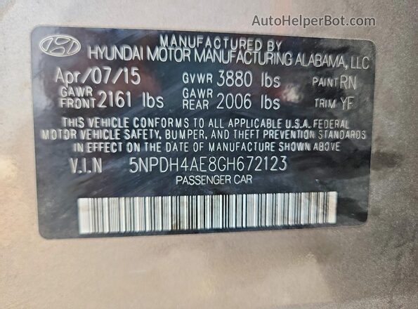 5NPDH4AE8GH672123 2016 HYUNDAI ELANTRA Tan Widok komory silnika