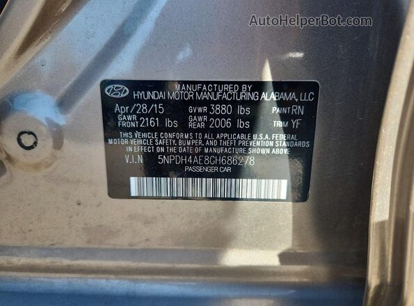 5NPDH4AE8GH686278 2016 HYUNDAI ELANTRA Tan Vista de la etiqueta del VIN